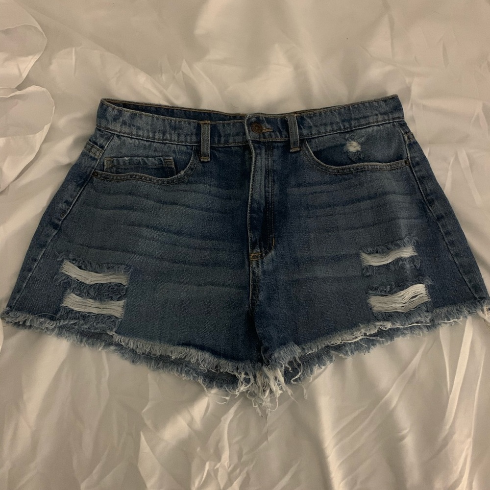 dark denim shorts